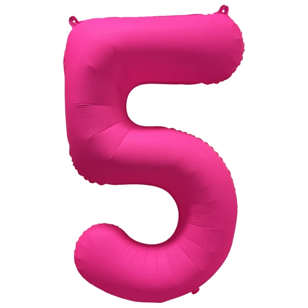 Folieballong siffra, 5 neon rosa 86 cm