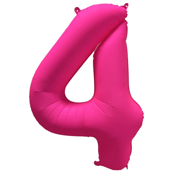 Folieballong siffra, 4 neon rosa 86 cm