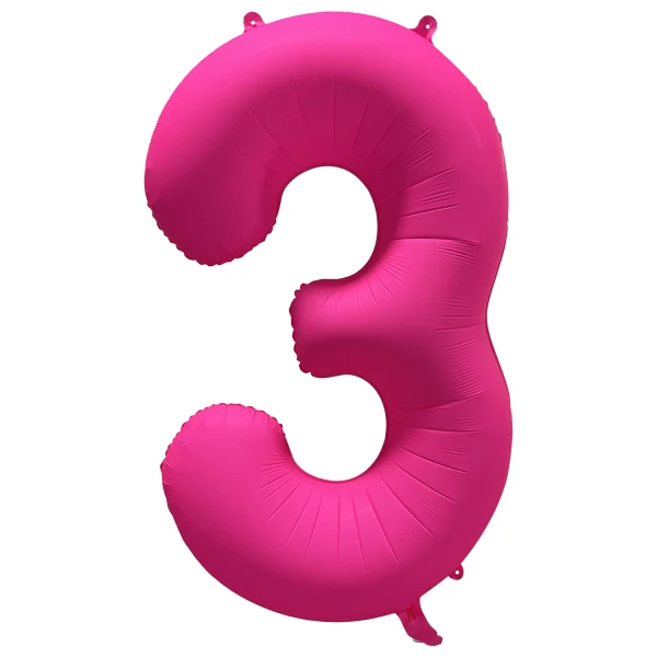 Folieballong siffra, 3 neon rosa 86 cm