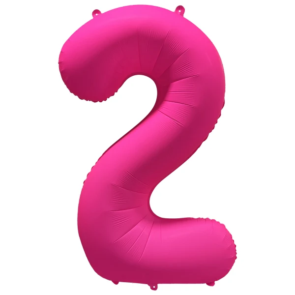 Folieballong siffra, 2 neon rosa 86 cm