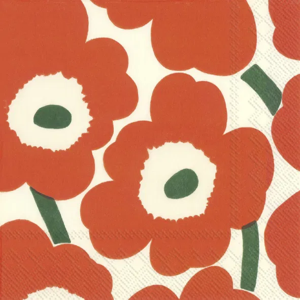 Servetter - Unikko Orange Green