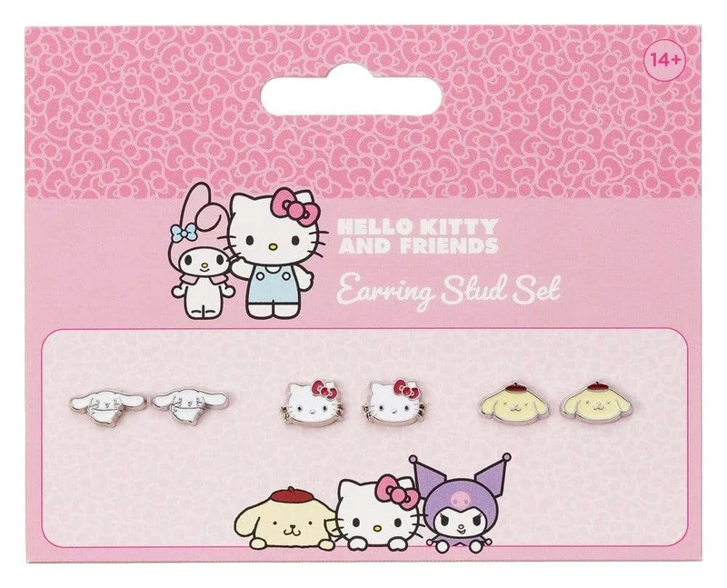 Sanrio stiftörhängen set Hello Kitty, Cinnamoroll och Pompompurin