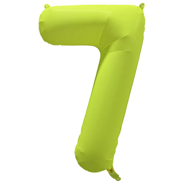 Folieballong siffra, 7 neon gul 86 cm