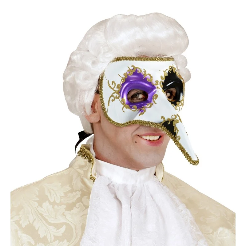 Venetiansk mask, vit/lila/svart