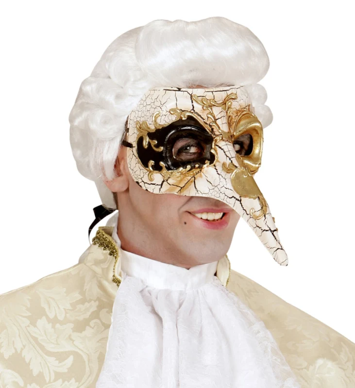 Venetiansk mask, vit/svart/guld
