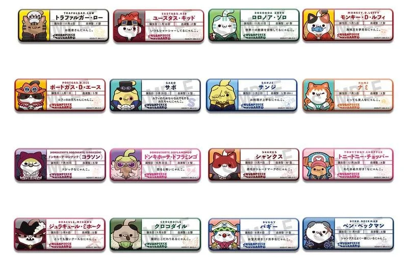 One Piece Mega Cat Project NyanPieceNyan! Name Collection metallmärken 8 cm blind box-display (16) – återutgåva