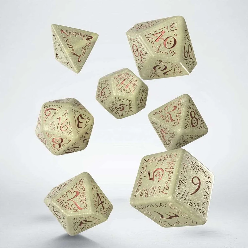 Elvish Jumbo Dice Set of 7 – Shimmering Beige & Copper