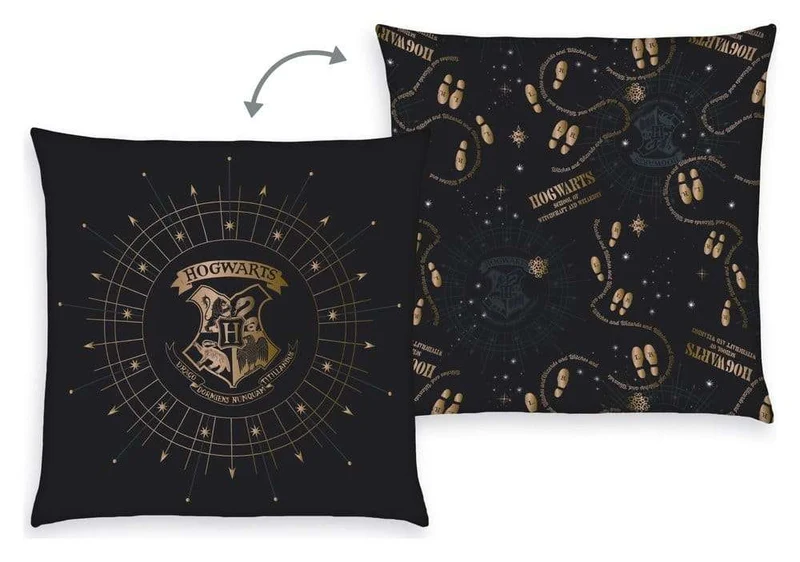 Harry Potter Prydnadskudde Hogwarts Crest & Marauder's Map 40 x 40 cm