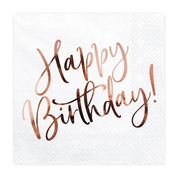 Servetter, happy birthday rosé 20 st