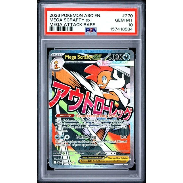 Pokémon TCG: Mega Scrafty Ex #270 PSA 10 - Ascended Heroes