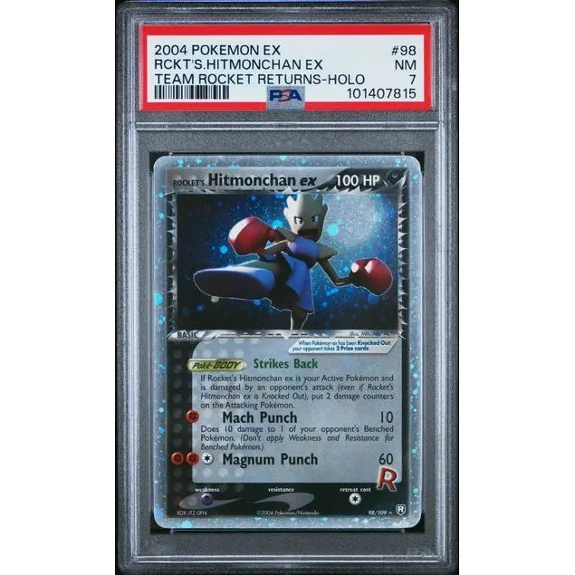 Pokémon TCG: Team Rocket's Hitmonchan Ex #98 PSA 7 - Team Rocket Returns