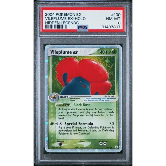 Pokémon TCG: Vileplume Ex Holo #100 PSA 8 - Hidden Legends