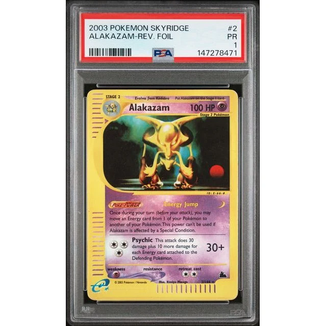 Pokémon TCG: Alakazam Reverse Holo #2 PSA 1 - Skyridge