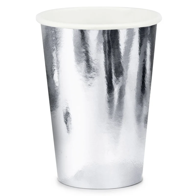 Pappersmuggar, silver 220 ml 6 st