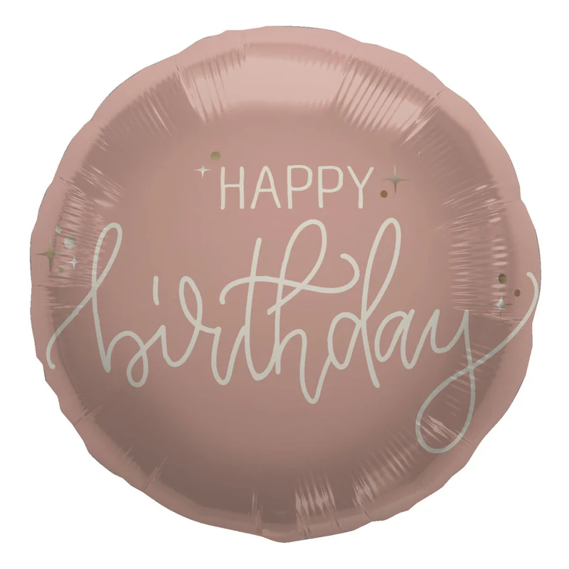 Folieballong, happy birthday crème rose 45 cm