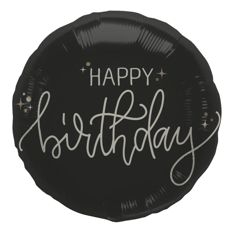 Folieballong, happy birthday crème noir 45 cm