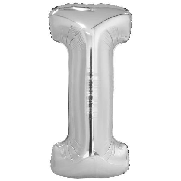 Folieballong, bokstav silver I 86 cm