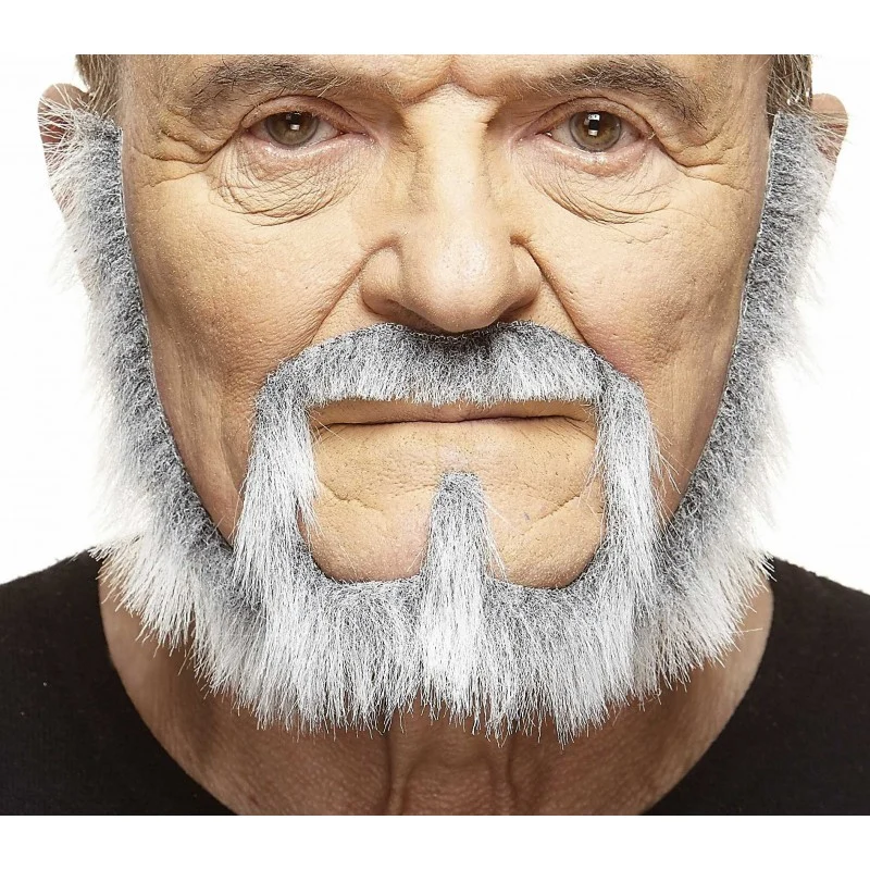 Mustasch med skägg, captain grå/vit