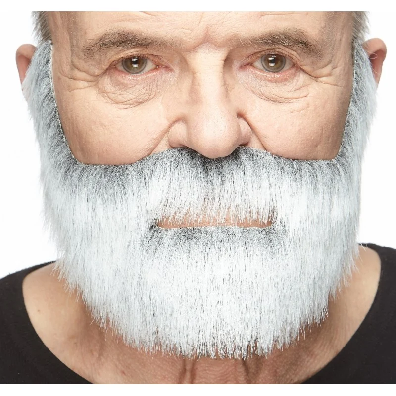 Mustasch med skägg, fisherman grå/vit