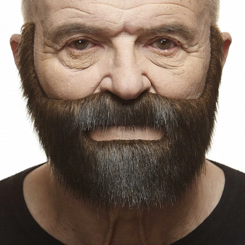 Mustasch med skägg, fisherman brun/grå
