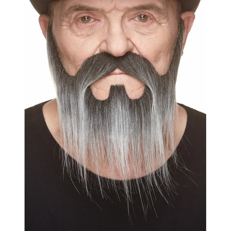 Mustasch med skägg, western svart/vit
