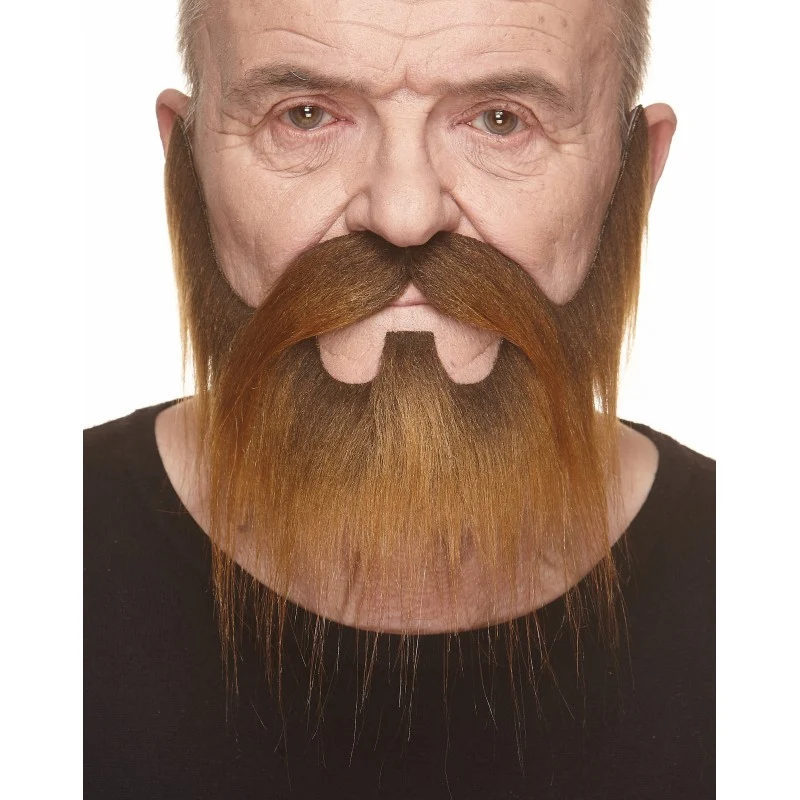 Mustasch med skägg, western brun