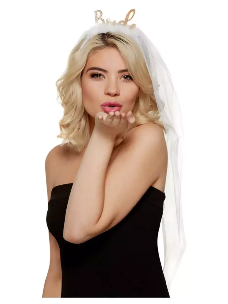Diadem, brudslöja bride rosé