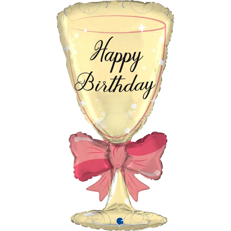 Folieballong, happy birthday glass shape 73 cm