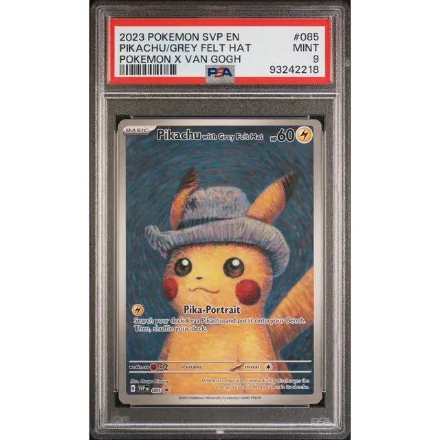 Pokémon TCG: Pikachu Grey Felt Hat #085 PSA 9