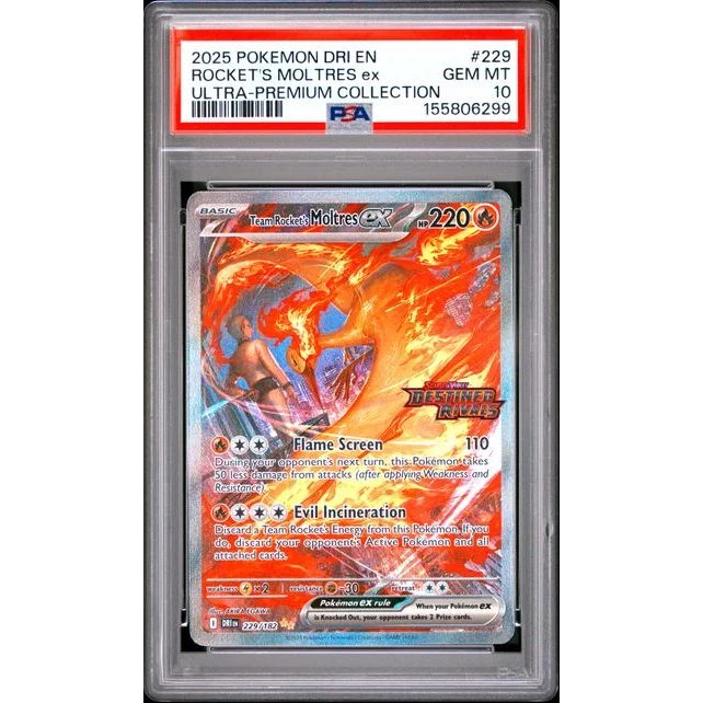 Pokémon TCG: Rocket's Moltres Ex #229 PSA 10 - Destined Rivals