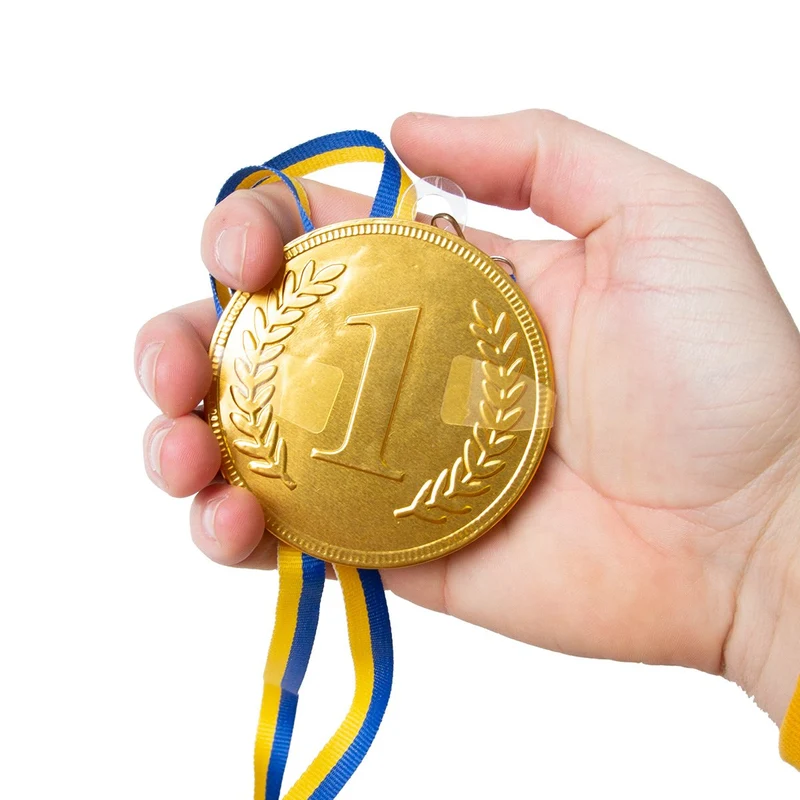 Chokladmedalj, blågult band