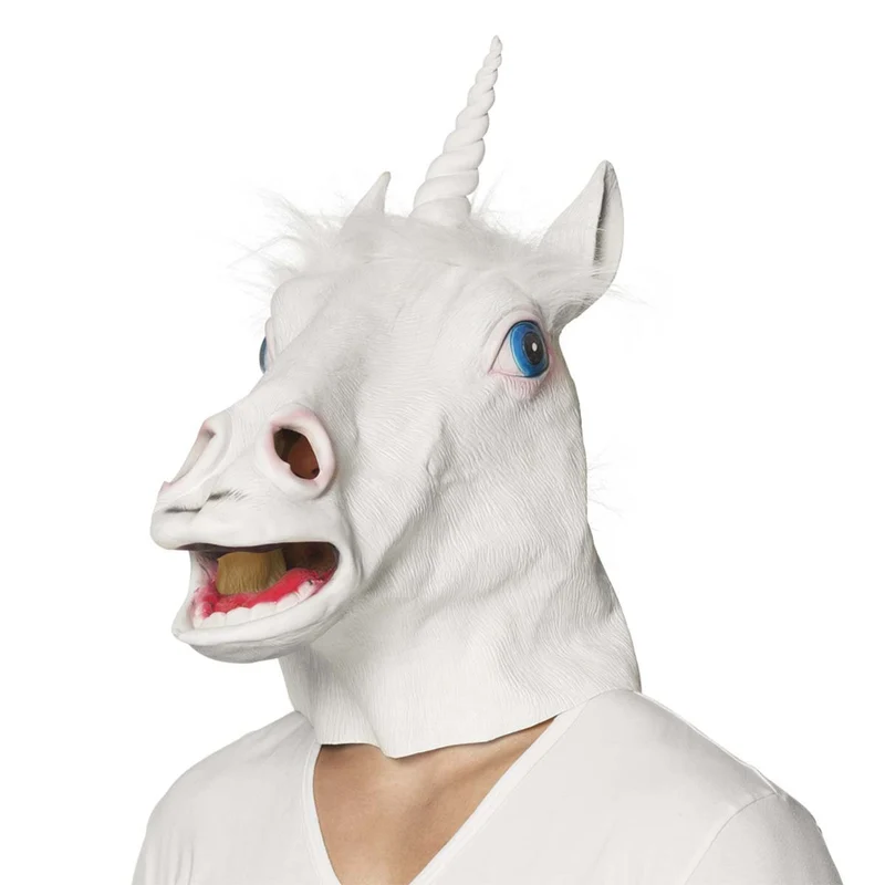 Latexmask, enhörning vit