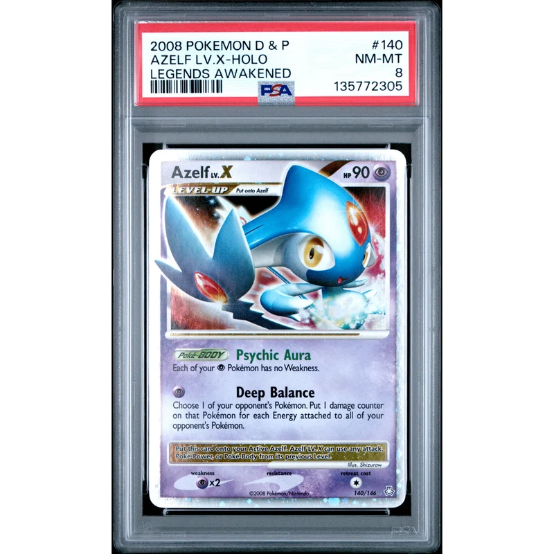 Pokémon TCG: Azelf Lv.X #140 PSA 8 Holo - Legends Awakened