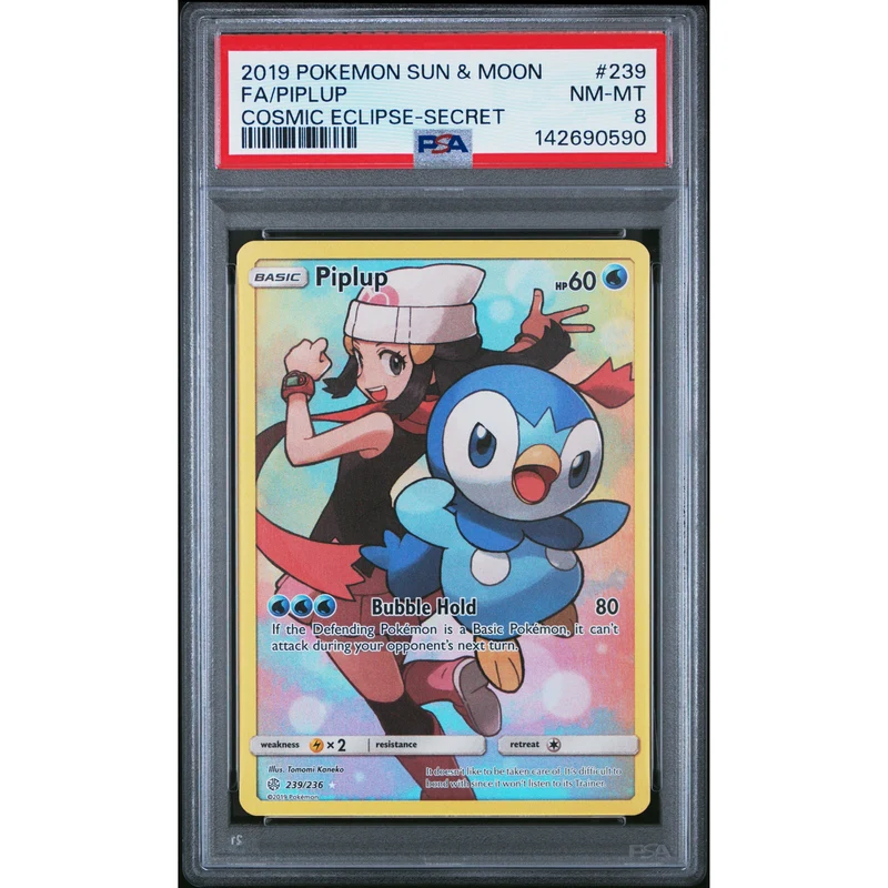 Pokémon TCG: Piplup #239 PSA 8 - Cosmic Eclipse