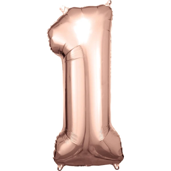 Folieballong, siffra 1 rose 86 cm