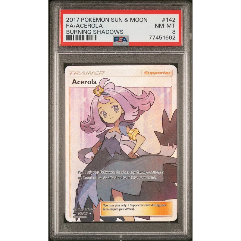 Pokémon TCG: Acerola #142 PSA 8 - Burning Shadows