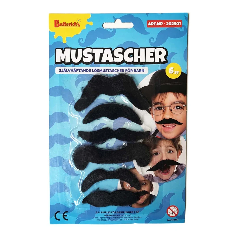 Mustascher, barn 6 st