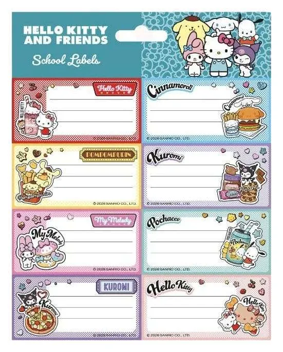 Hello Kitty and Friends skol-etiketter – American Diner Version