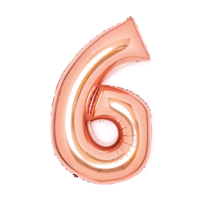 Folieballong, siffra 6 roséguld 66 cm