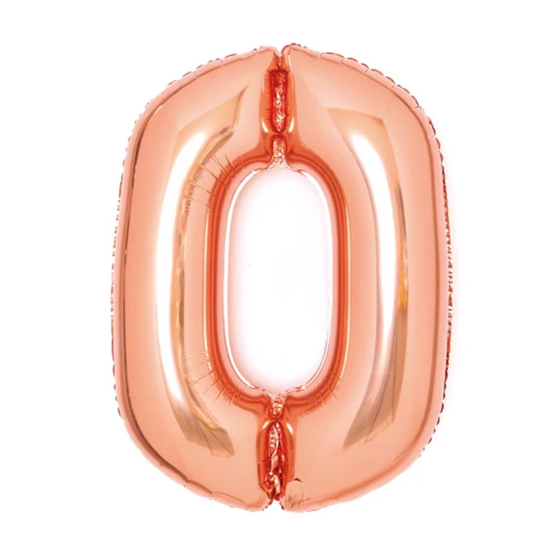 Folieballong, siffra 0 roséguld 66 cm