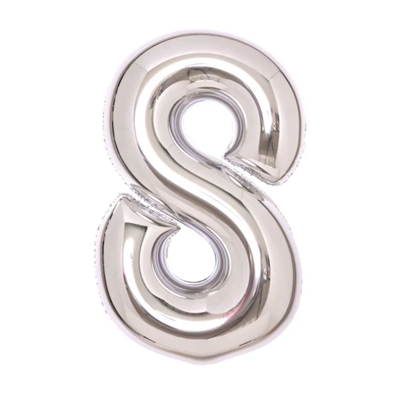 Folieballong, siffra 8 silver 66 cm
