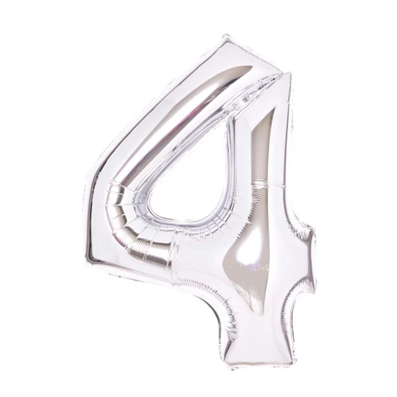 Folieballong, siffra 4 silver 66 cm