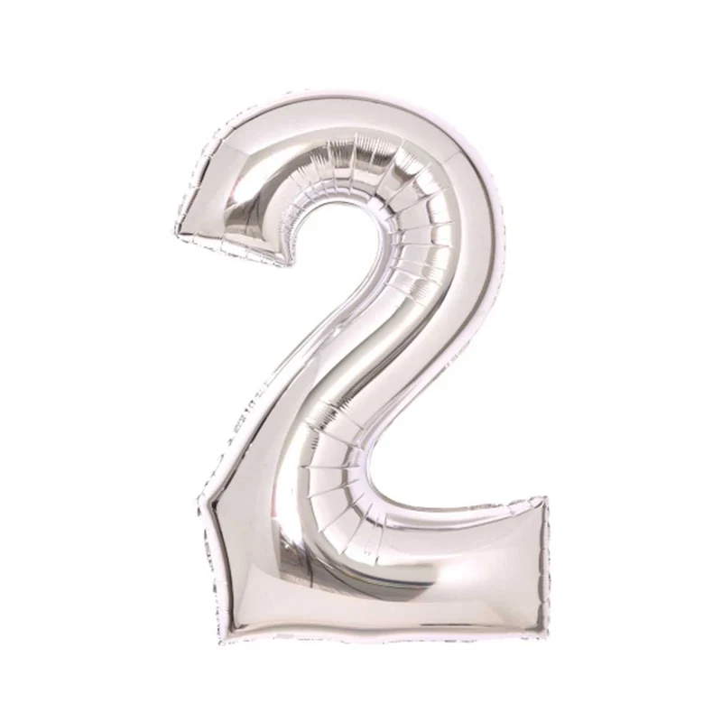 Folieballong, siffra 2 silver 66 cm