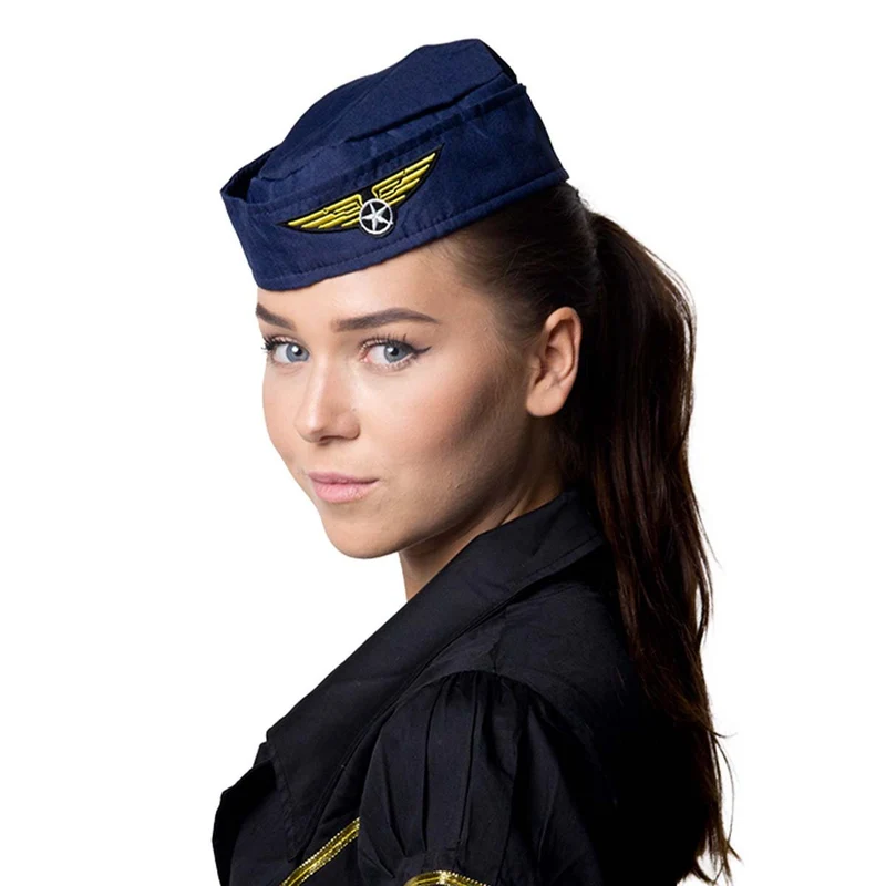 Hatt, flygvärdinna blå