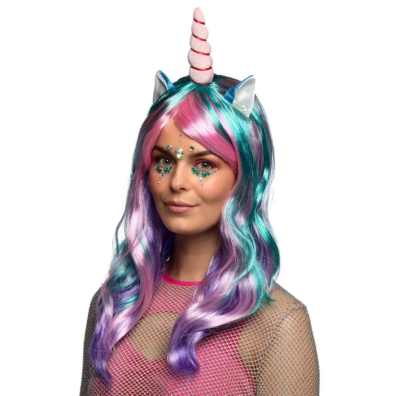 Peruk, enhörning multi color