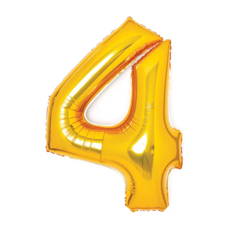 Folieballong, siffra 4 guld 66 cm