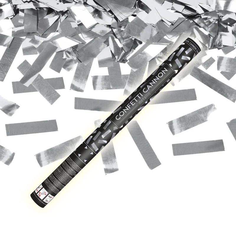 Konfettibomb, silver metallic 60 cm