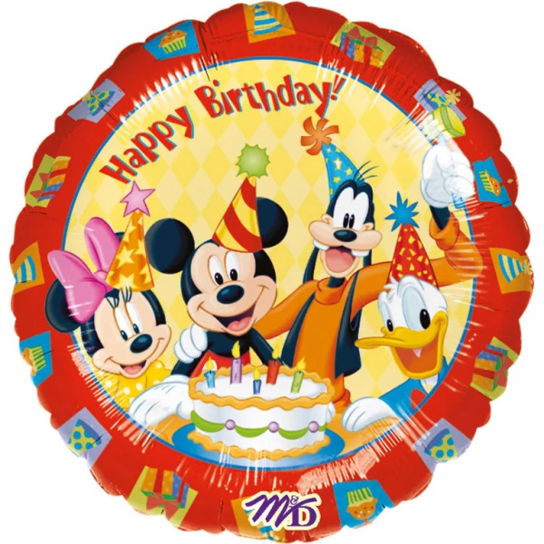 Folieballong, happy birthday Musse Pigg med vänner