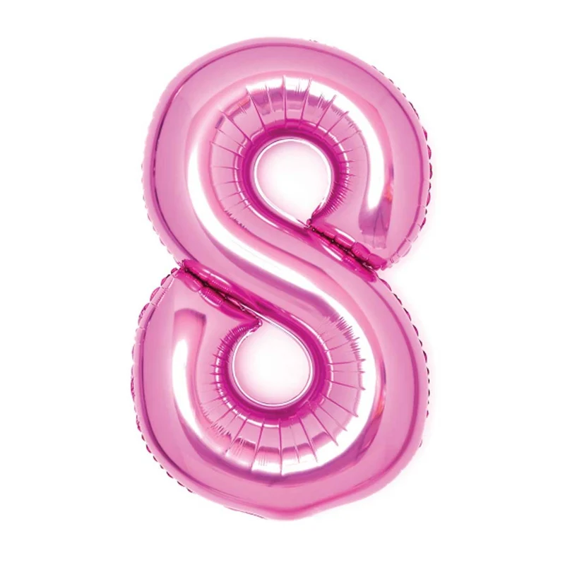 Folieballong, siffra 8 rosa 66 cm