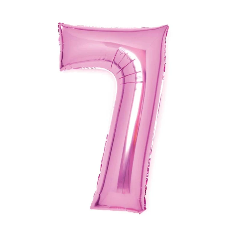 Folieballong, siffra 7 rosa 66 cm